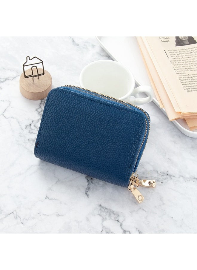 Korean Card Bag for Women Short Simple Solid Color Multi-card Large Capacity Zipper Student Coin Purse Female