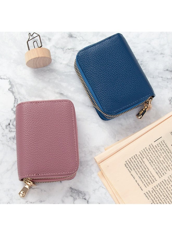 Korean Card Bag for Women Short Simple Solid Color Multi-card Large Capacity Zipper Student Coin Purse Female