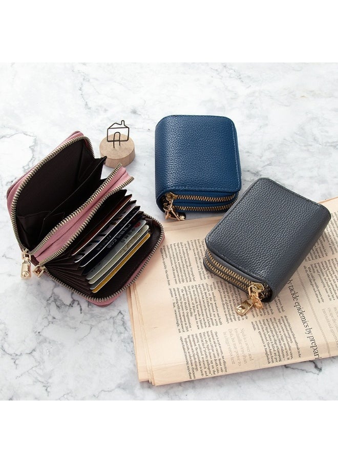Korean Card Bag for Women Short Simple Solid Color Multi-card Large Capacity Zipper Student Coin Purse Female