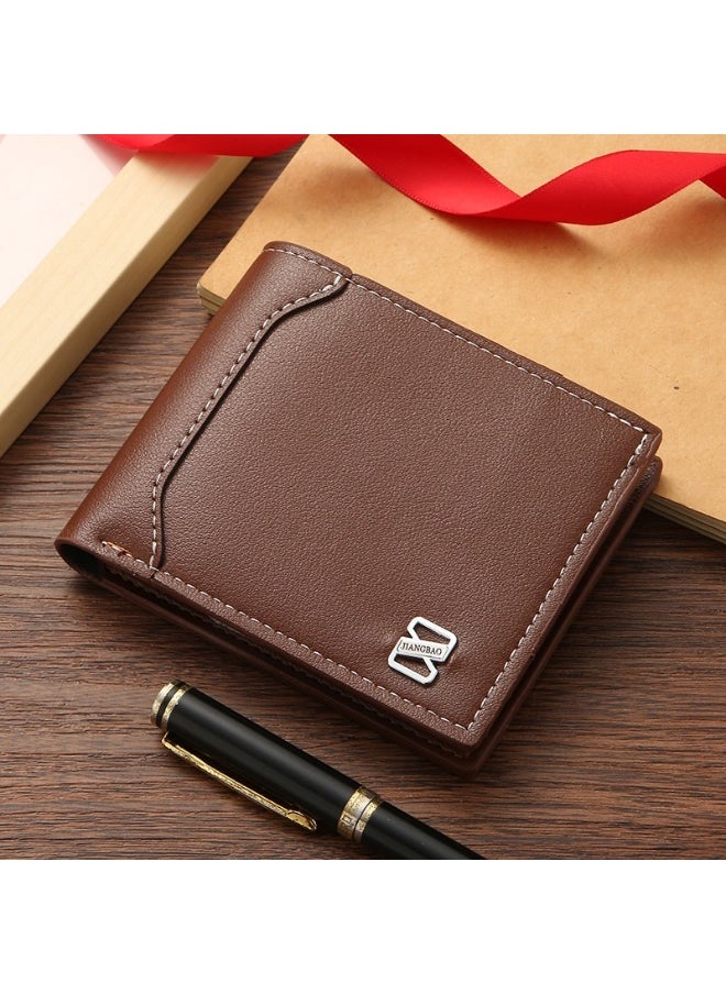 Men's Short Wallet Fashion Multi-card Split-leather Youth Student Money Clip Horizontal Money Clip Card Holder
