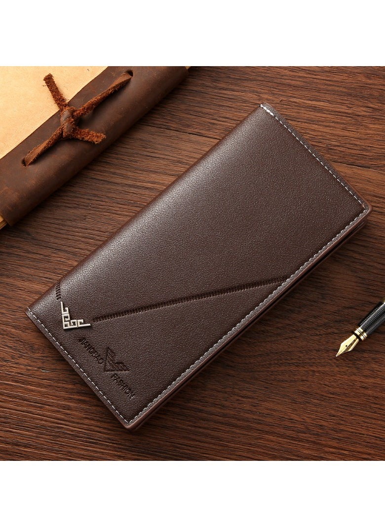 New Men's Fashion Long Wallet Soft Leather Wallet Holding Bag Large Capacity Business Bag Multi-card Card Holder