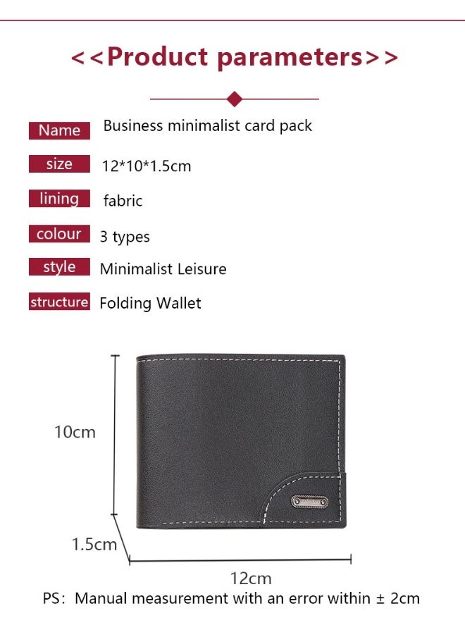 Men's Short Wallet Fashion Retro Multifunctional Wallet Zipper Buckle Card Holder