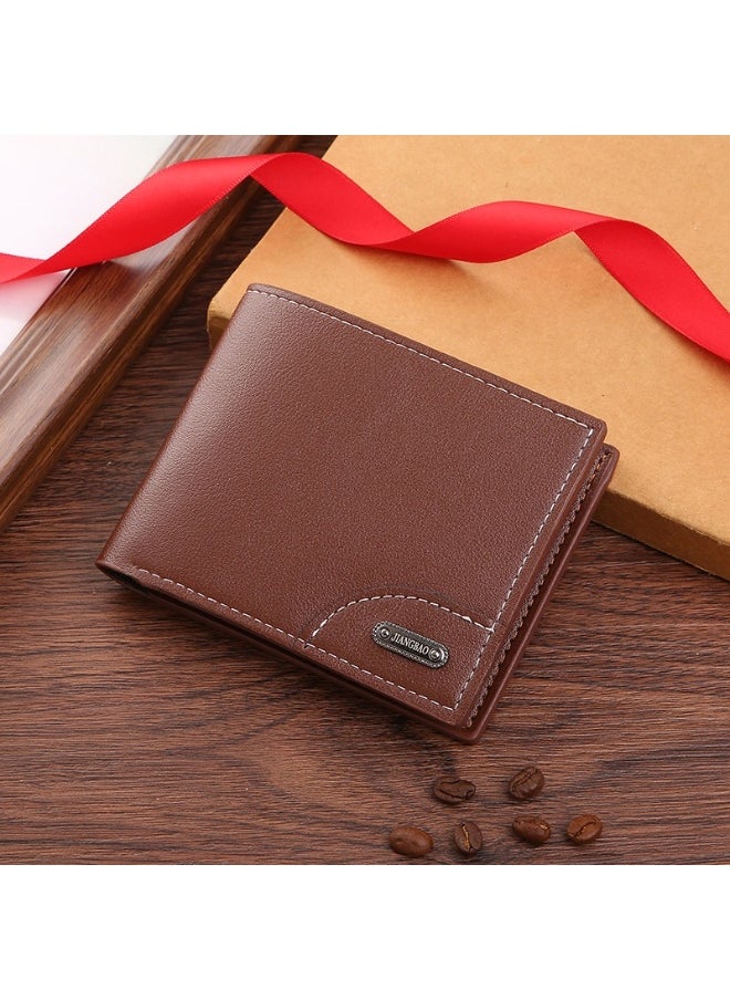 Men's Short Wallet Fashion Retro Multifunctional Wallet Zipper Buckle Card Holder