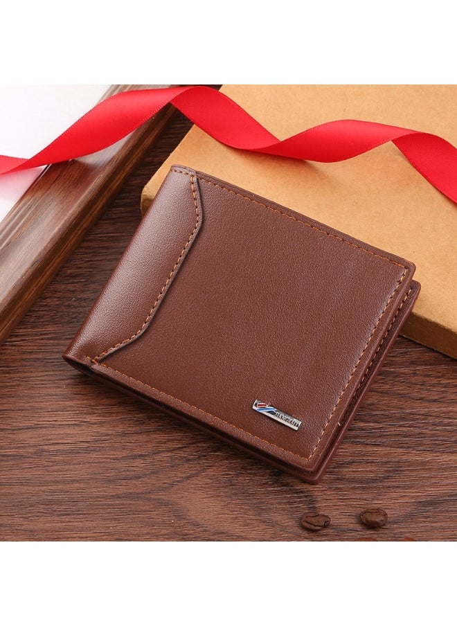 Men's Short Wallet Fashion Retro Multifunctional Wallet Zipper Buckle Card Holder