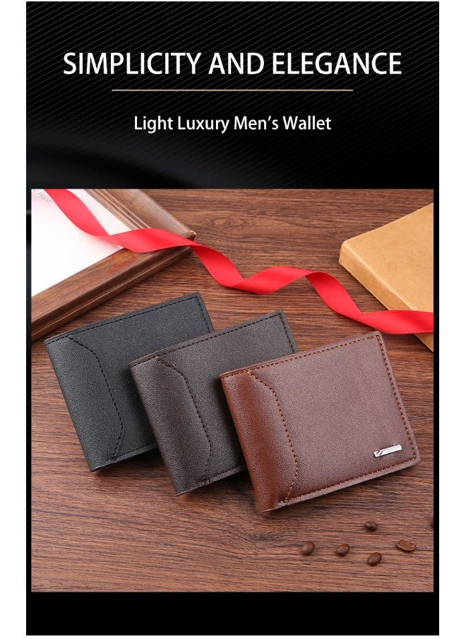 Men's Short Wallet Fashion Retro Multifunctional Wallet Zipper Buckle Card Holder