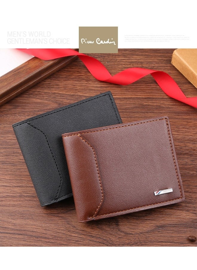 Men's Short Wallet Fashion Retro Multifunctional Wallet Zipper Buckle Card Holder