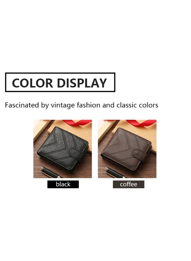 Men's Short Wallet Fashion Retro Multifunctional Wallet Zipper Buckle Card Holder