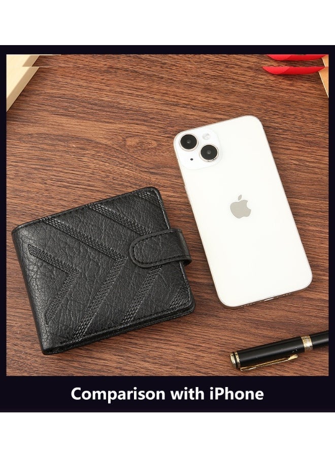 Men's Short Wallet Fashion Retro Multifunctional Wallet Zipper Buckle Card Holder