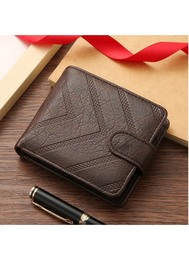 Men's Short Wallet Fashion Retro Multifunctional Wallet Zipper Buckle Card Holder