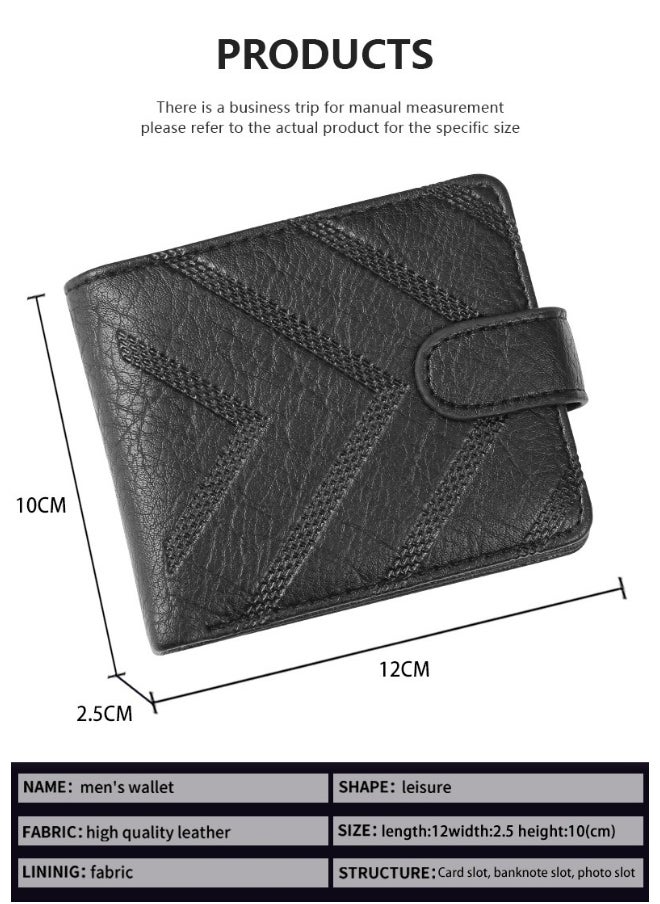 Men's Short Wallet Fashion Retro Multifunctional Wallet Zipper Buckle Card Holder