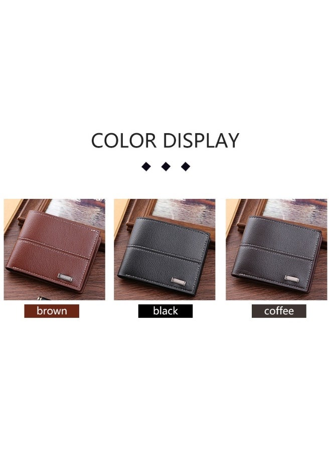 Men's Short Wallet Fashion Retro Multifunctional Wallet Zipper Buckle Card Holder