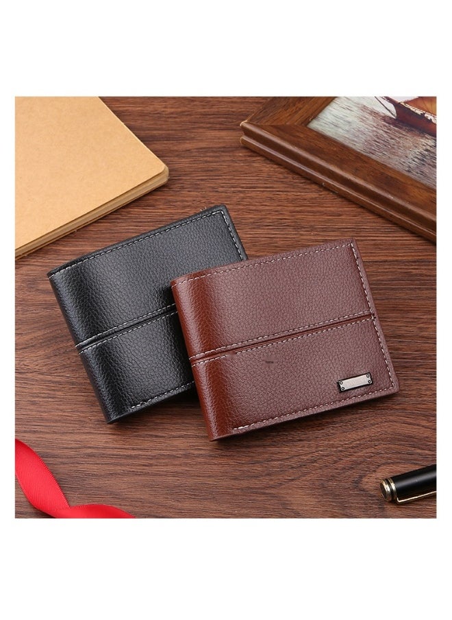 Men's Short Wallet Fashion Retro Multifunctional Wallet Zipper Buckle Card Holder