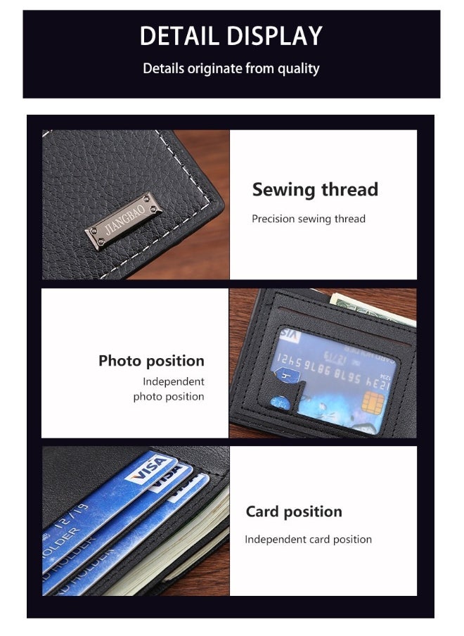 Men's Short Wallet Fashion Retro Multifunctional Wallet Zipper Buckle Card Holder