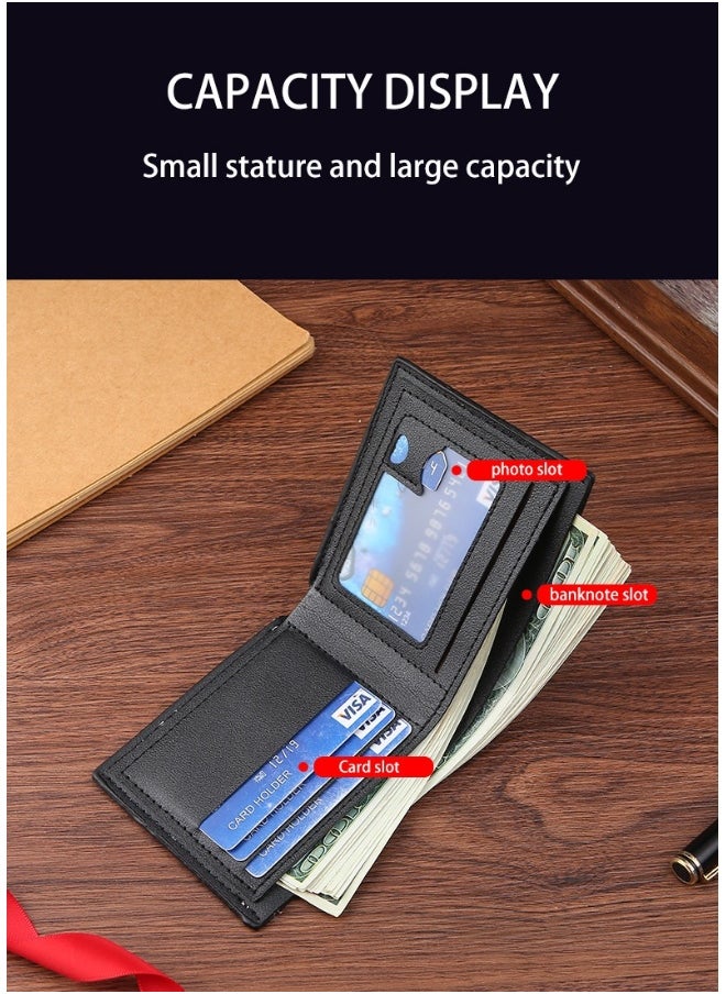 Men's Short Wallet Fashion Retro Multifunctional Wallet Zipper Buckle Card Holder