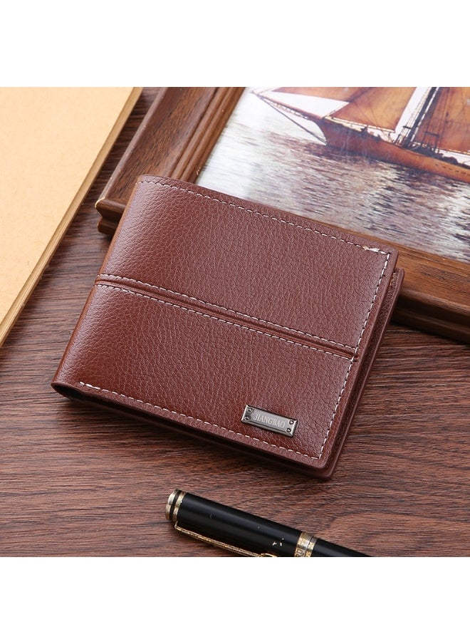 Men's Short Wallet Fashion Retro Multifunctional Wallet Zipper Buckle Card Holder