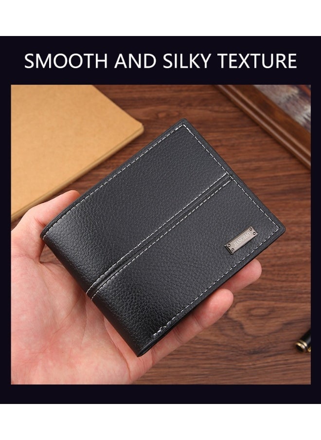 Men's Short Wallet Fashion Retro Multifunctional Wallet Zipper Buckle Card Holder