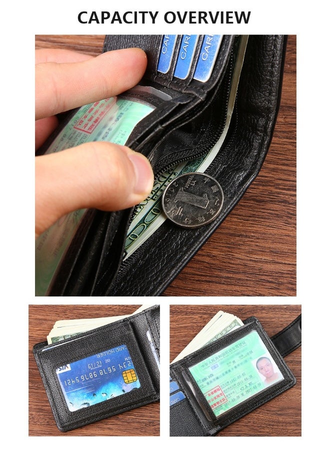 Horizontal Wallet Male PU Business Fashion Multi-card Large Capacity Multi-function Card Holder Vintage Large Banknote Clip