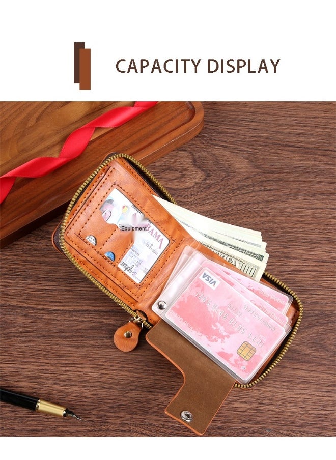 Men's Hot Embossed USD Short Wallet Fashion Retro Multifunctional Wallet Zipper Buckle Card Holder