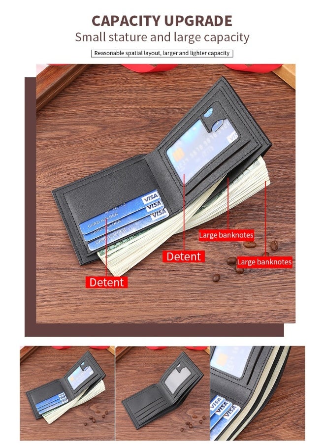 Men's Wheat-embossed Short Wallet Fashion Retro Multifunctional Wallet Zipper Buckle Card Holder