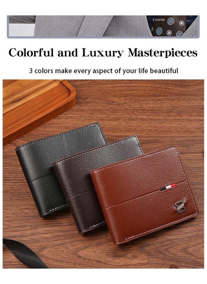Men's Leather Wallet Bank Credit Card Clip Casual Short PU Leather Coin Bag Men's Card Holder