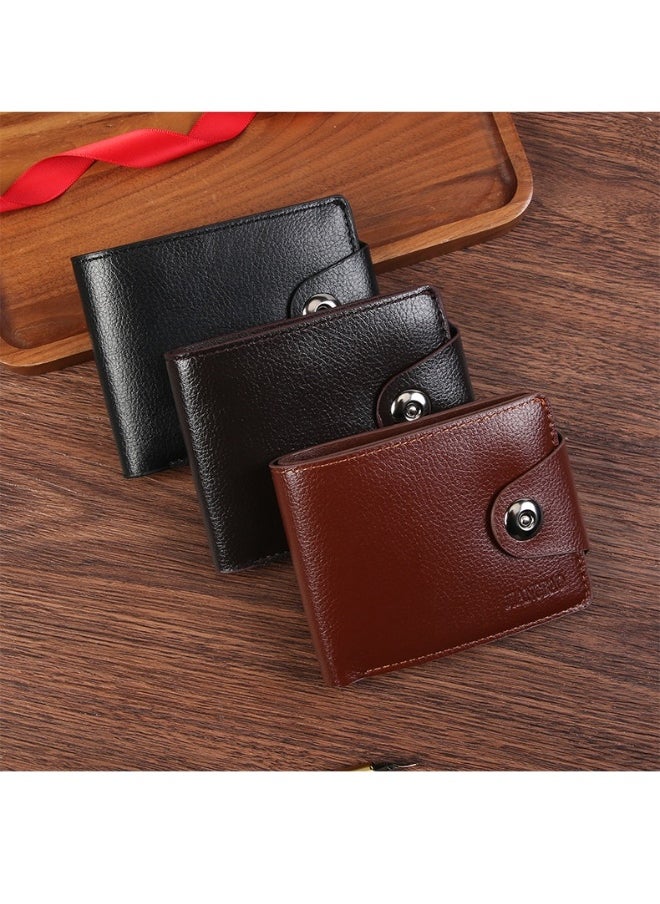 Men's Short Wallet Fashion Retro Multifunctional Wallet Zipper Cross Magnetic Buckle Card Holder
