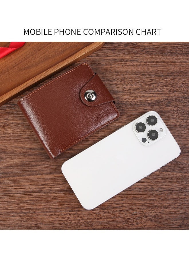 Men's Short Wallet Fashion Retro Multifunctional Wallet Zipper Cross Magnetic Buckle Card Holder