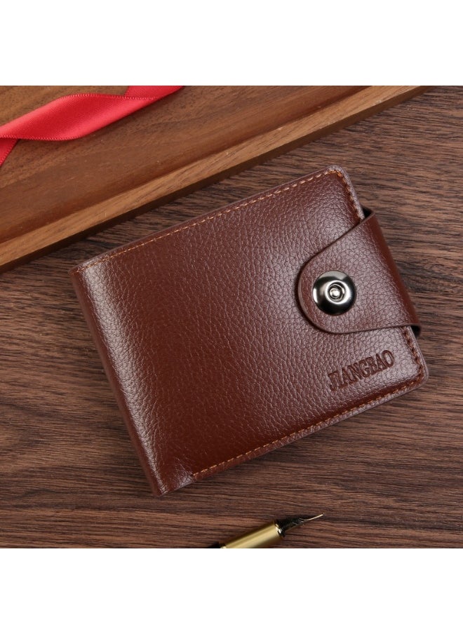 Men's Short Wallet Fashion Retro Multifunctional Wallet Zipper Cross Magnetic Buckle Card Holder