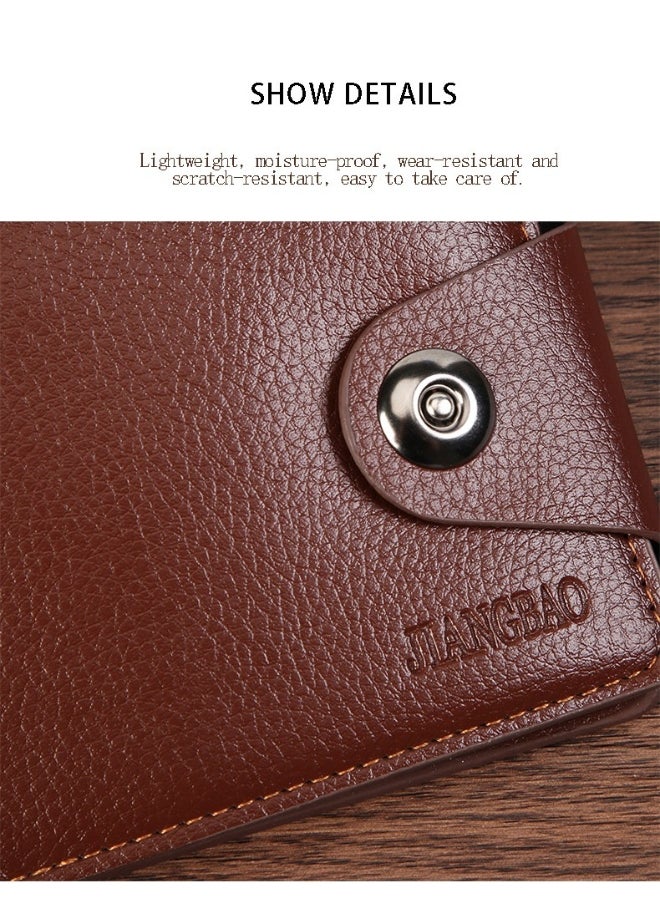 Men's Short Wallet Fashion Retro Multifunctional Wallet Zipper Cross Magnetic Buckle Card Holder