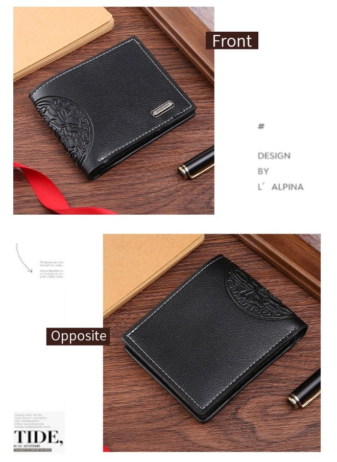 Men's Short Wallet European and American Fashion Retro Multifunctional Wallet Zipper Buckle Card Holder