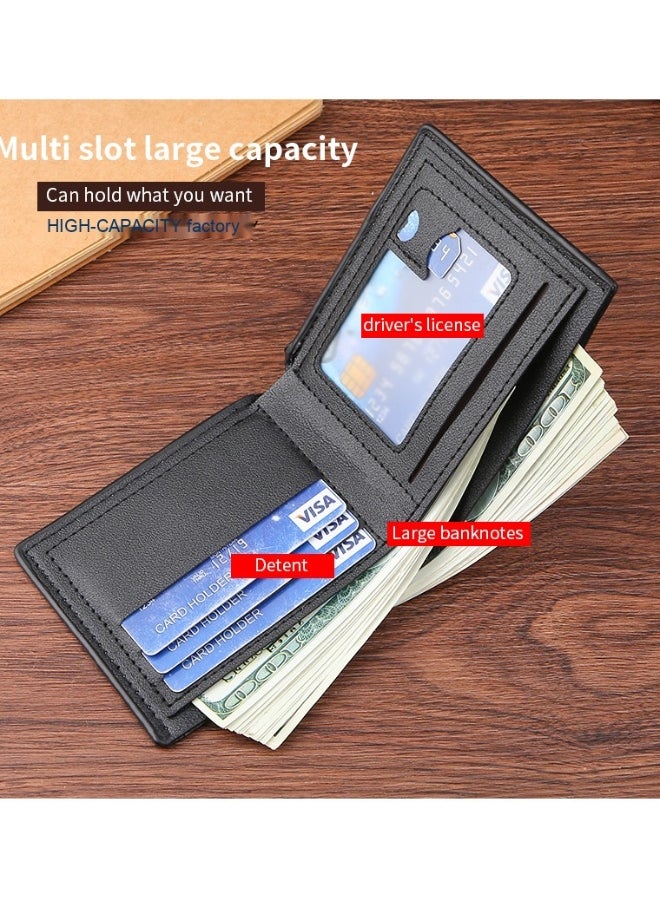 Men's Short Wallet European and American Fashion Retro Multifunctional Wallet Zipper Buckle Card Holder