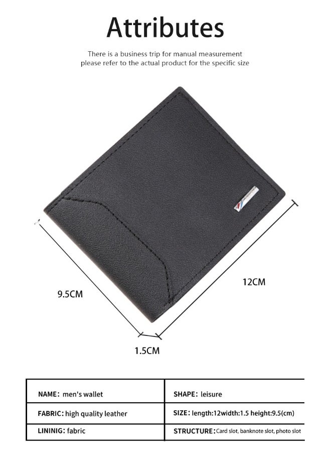 Men's Short Wallet Fashion Retro Multifunctional Wallet Zipper Buckle Card Holder