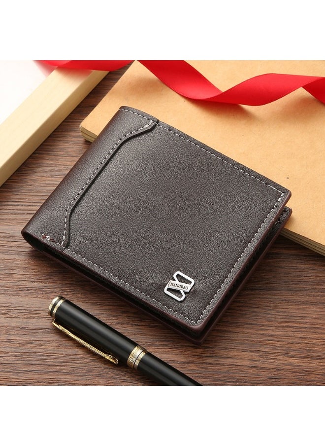 Men's Short Wallet Fashion Multi-card Split-leather Youth Student Money Clip Horizontal Money Clip Card Holder
