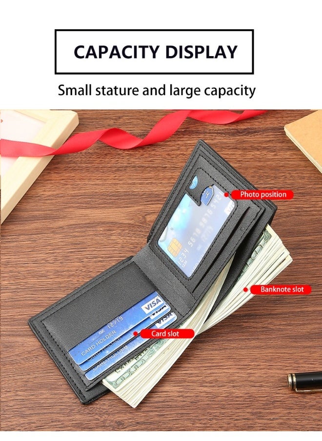 Men's Short Wallet Fashion Multi-card Split-leather Youth Student Money Clip Horizontal Money Clip Card Holder
