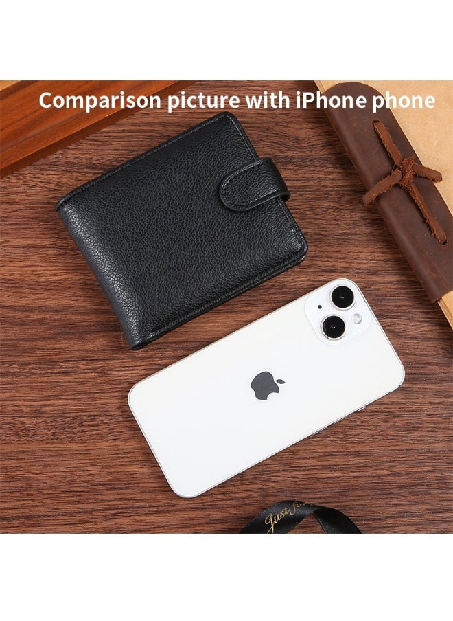 Men's Short Wallet European and American Fashion Retro Multifunctional Wallet Zipper Buckle Card Holder