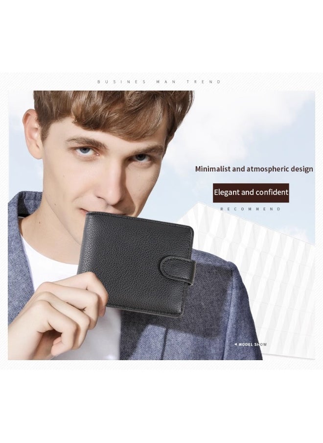 Men's Short Wallet European and American Fashion Retro Multifunctional Wallet Zipper Buckle Card Holder