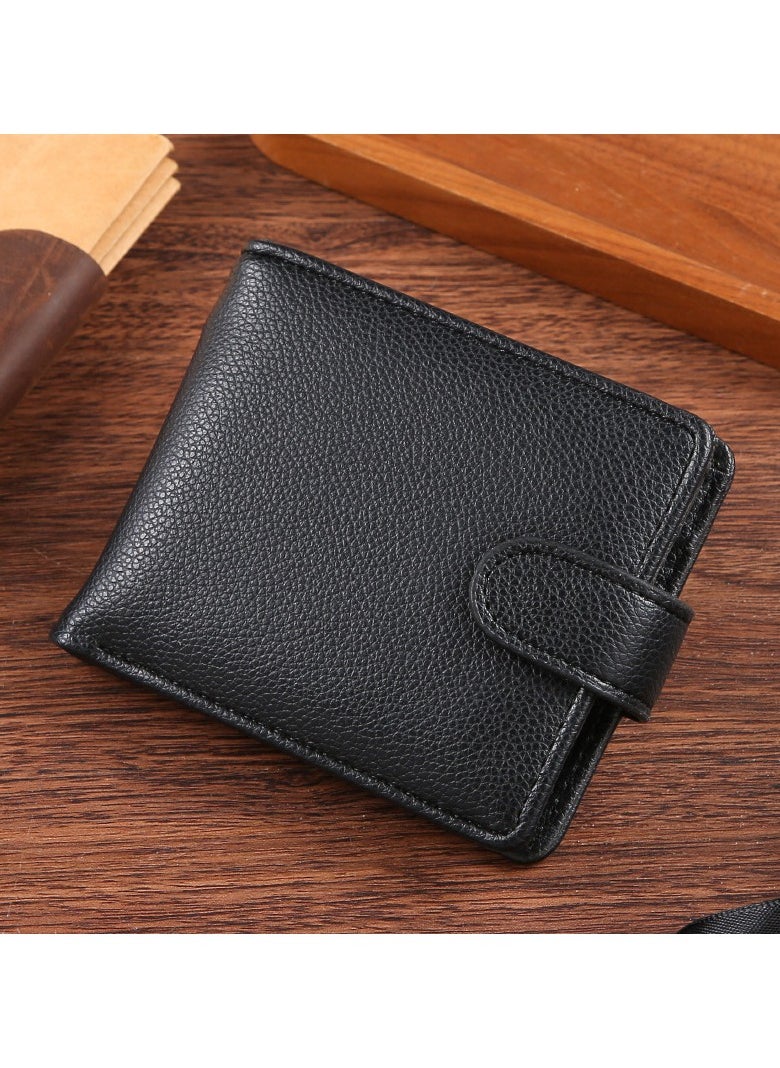 Men's Short Wallet European and American Fashion Retro Multifunctional Wallet Zipper Buckle Card Holder