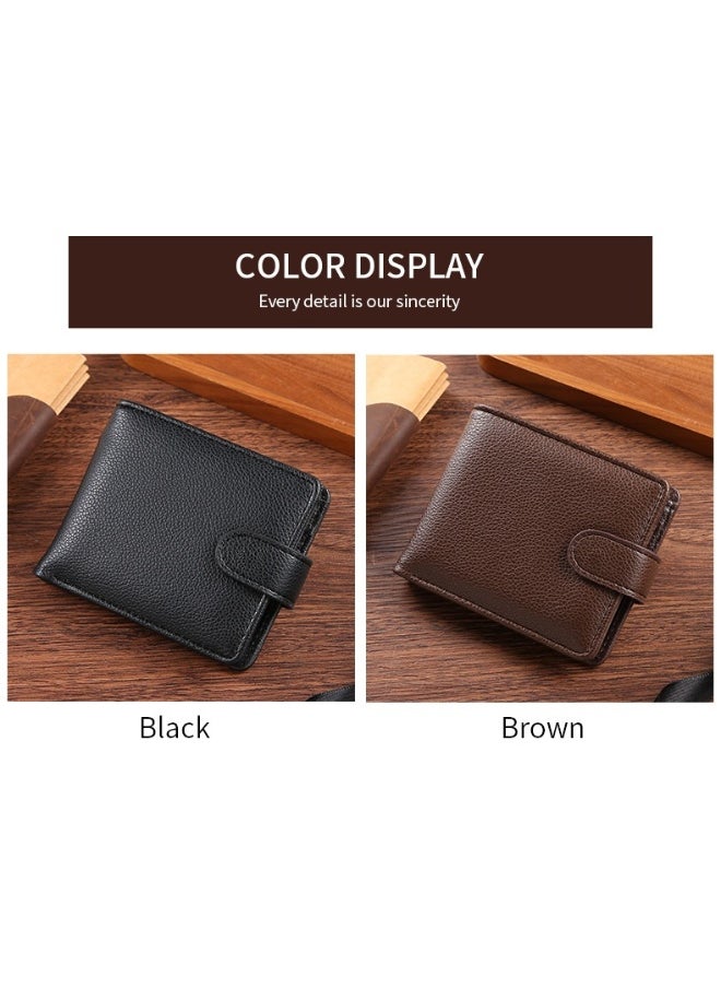 Men's Short Wallet European and American Fashion Retro Multifunctional Wallet Zipper Buckle Card Holder