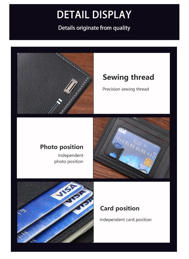 Men's Wallet Short Casual Fashion Simple Thin Wallet Youth Large Capacity Card Holder Coin Wallet