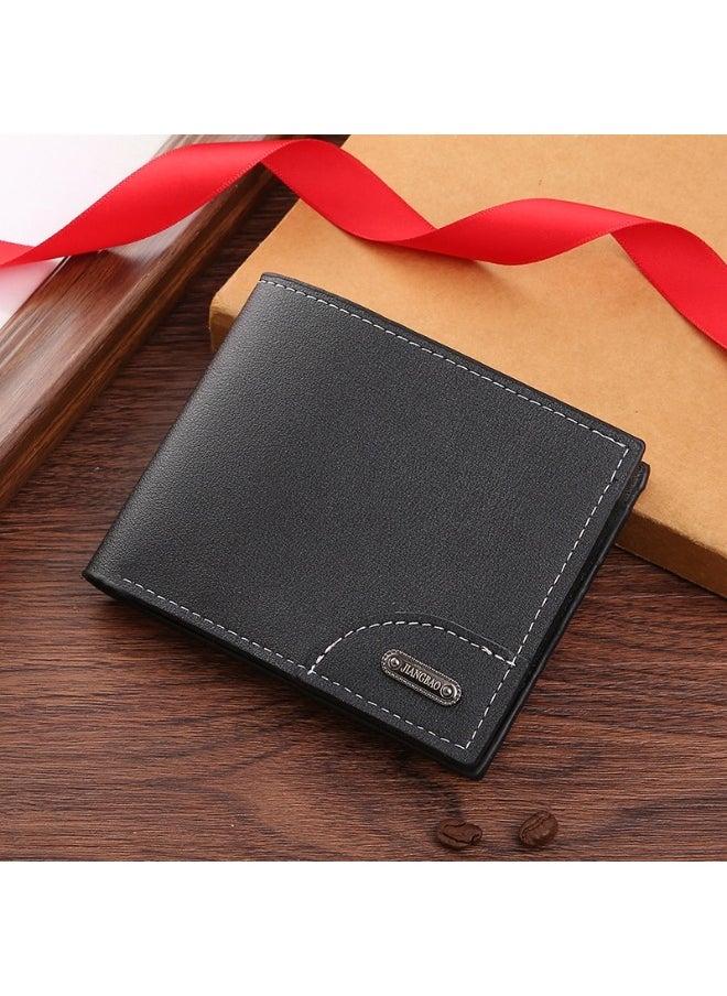 Men's Short Wallet Fashion Retro Multifunctional Wallet Zipper Buckle Card Holder