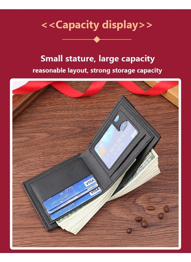 Men's Short Wallet Fashion Retro Multifunctional Wallet Zipper Buckle Card Holder