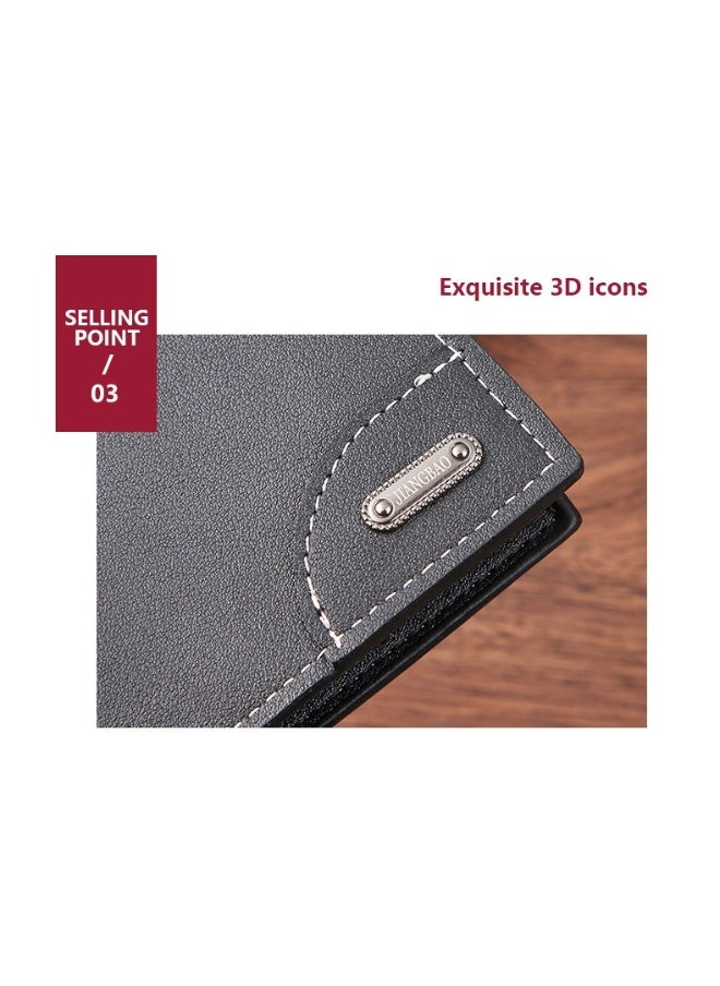 Men's Short Wallet Fashion Retro Multifunctional Wallet Zipper Buckle Card Holder