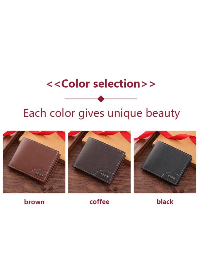 Men's Short Wallet Fashion Retro Multifunctional Wallet Zipper Buckle Card Holder