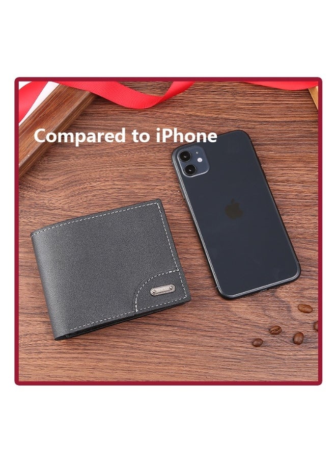 Men's Short Wallet Fashion Retro Multifunctional Wallet Zipper Buckle Card Holder