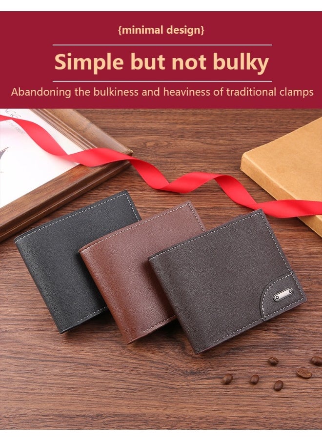 Men's Short Wallet Fashion Retro Multifunctional Wallet Zipper Buckle Card Holder