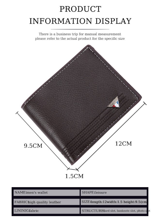 Men's Short Wallet European and American Fashion Retro Multifunctional Wallet Zipper Buckle Card Holder