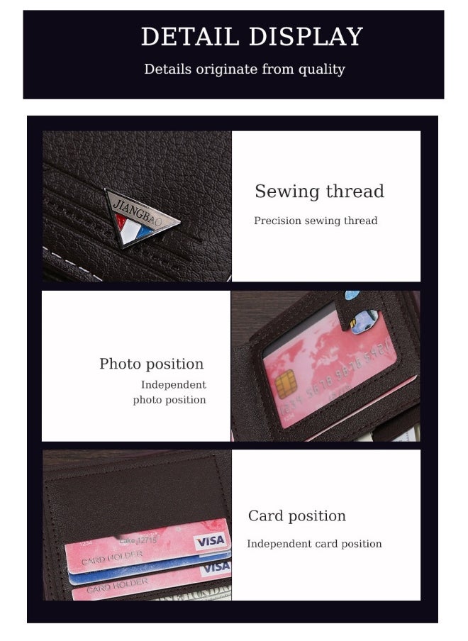 Men's Short Wallet European and American Fashion Retro Multifunctional Wallet Zipper Buckle Card Holder
