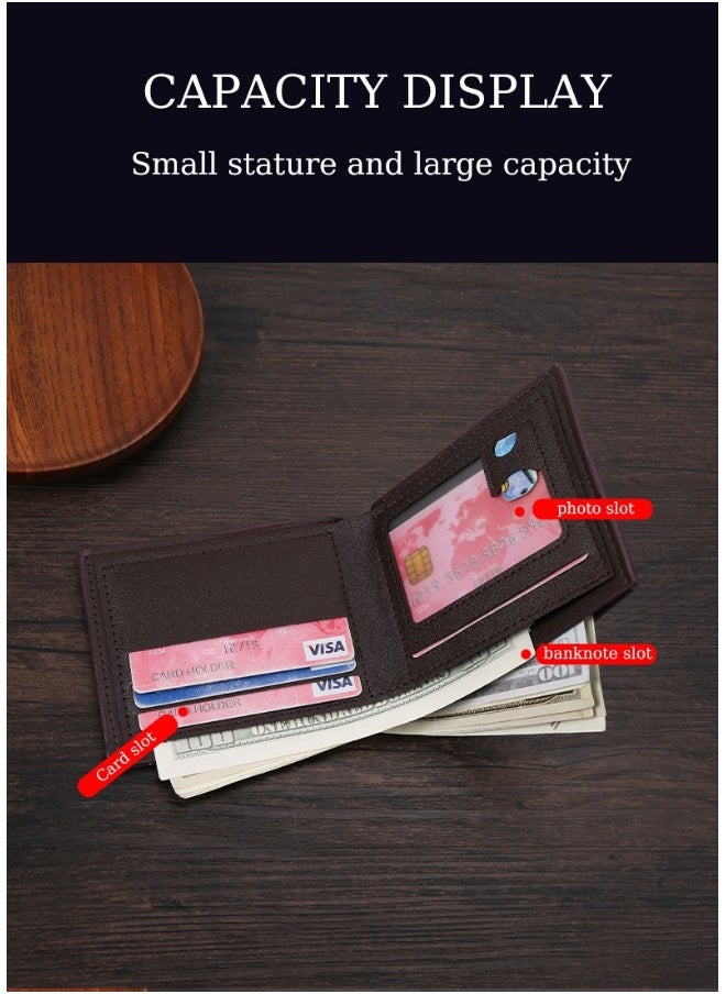 Men's Short Wallet European and American Fashion Retro Multifunctional Wallet Zipper Buckle Card Holder