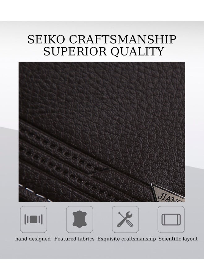 Men's Short Wallet European and American Fashion Retro Multifunctional Wallet Zipper Buckle Card Holder