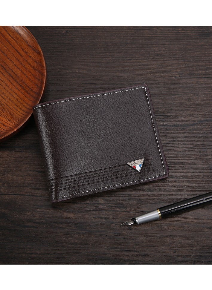 Men's Short Wallet European and American Fashion Retro Multifunctional Wallet Zipper Buckle Card Holder