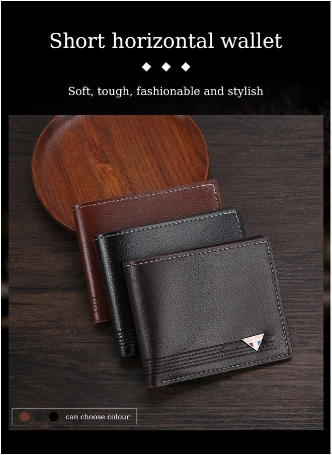 Men's Short Wallet European and American Fashion Retro Multifunctional Wallet Zipper Buckle Card Holder